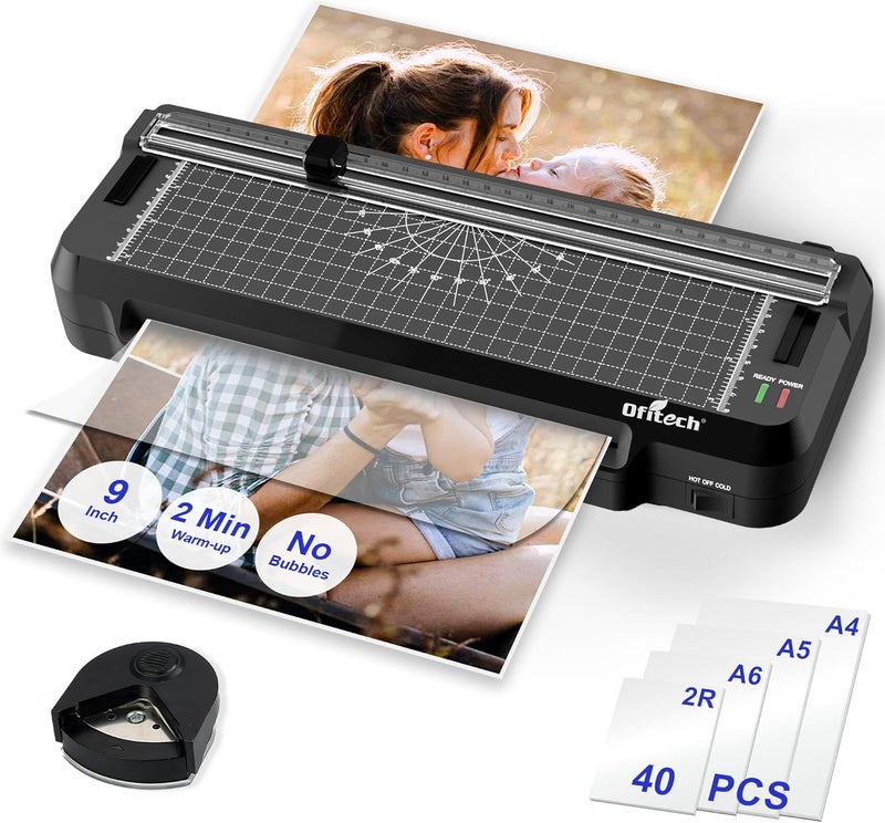 OFITECH 9 inch Laminator Machine with 40 Laminating Sheets, 4-in-1 Thermal Laminator with Paper Trimmer & Corner Rounder, 2-Min Fast Warm Up, Hot & Cold Laminating Machine 8.5 x 11 for Office School Home - Image 1